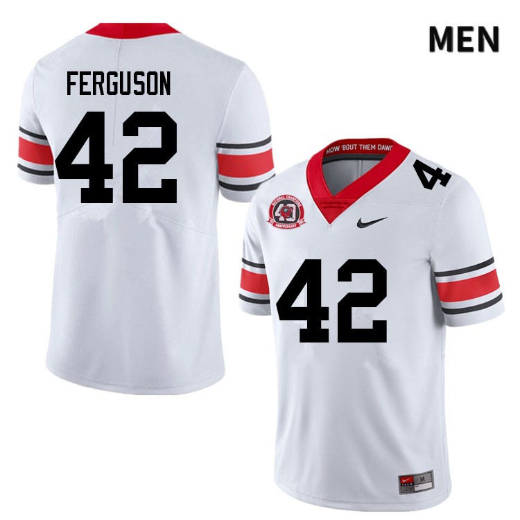 Georgia Bulldogs Men's Tauheed Ferguson #42 White 1980 National Champions 40th Anniversary Stitched College UGA Football Jersey 23MH013XR